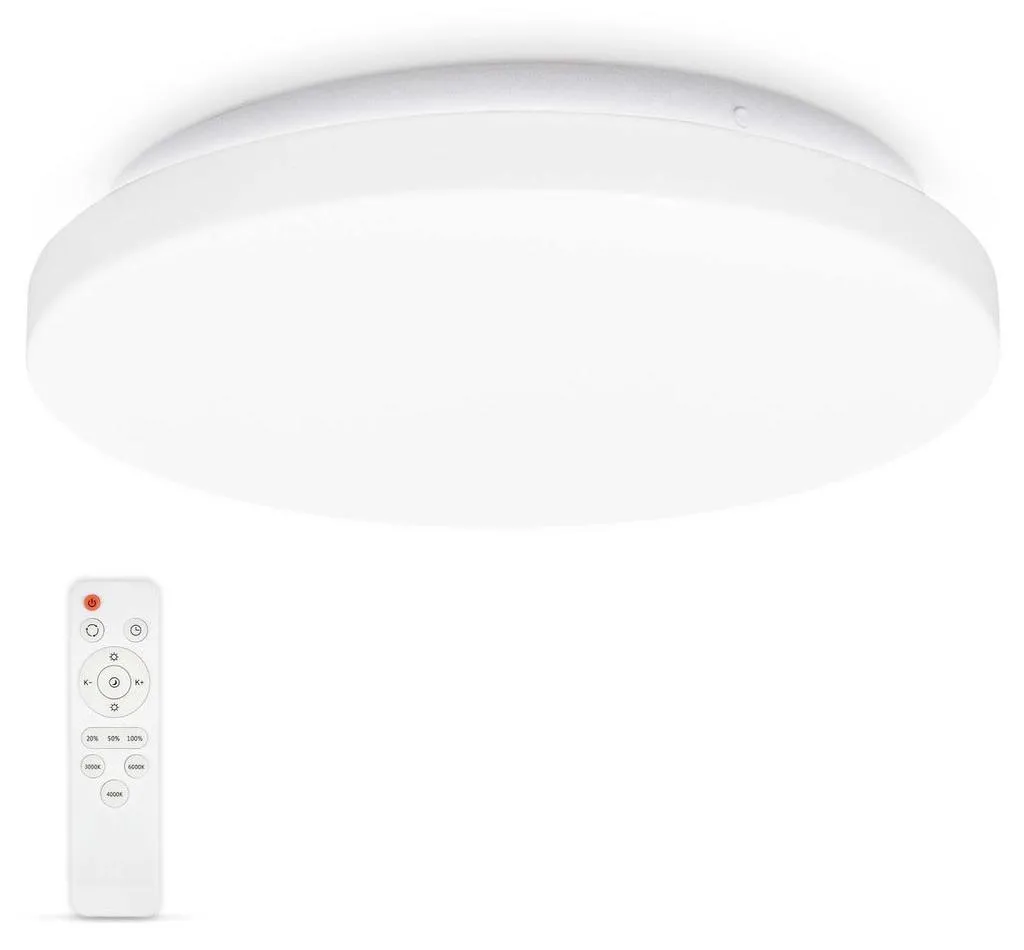Plafonnier Salle de Bain 12W 1200lm CCT Réglable avec Veilleuse et Timer