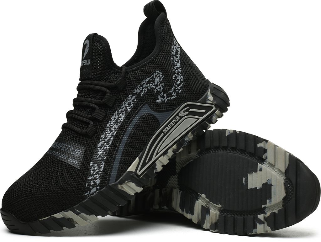 Atmungsaktive Arbeitsschuhe Herren Sicherheitsschuhe Damen leichte Sportschuhe mit Stahlkappe rutschfest atmungsaktivGrau Größe 42