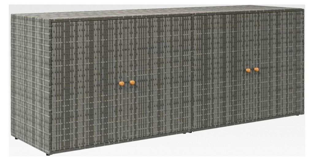 Gartenschrank Grau 198 x 55,5 x 80 cm Poly Rattan mit großzügigem Stauraum wetterfest für den Außenbereich