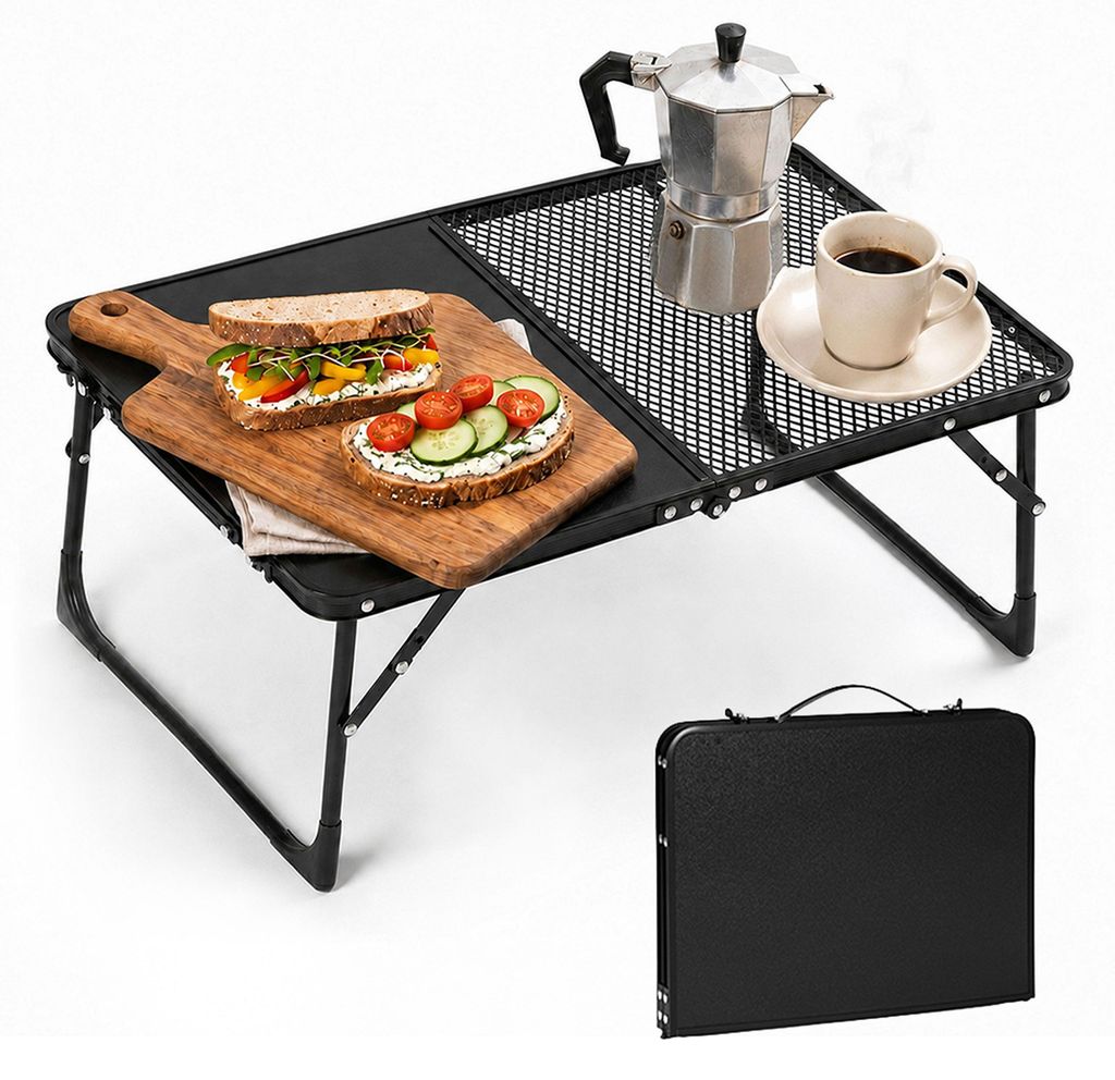 Faltbarer Camping-Tisch 60 x 40 cm, in Koffer verstaubar, schwarz, MultiGarden