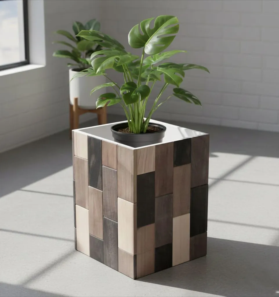 Bout de canapé en bois PatchWood : Petite Table d'Appoint et de Rangement - 7