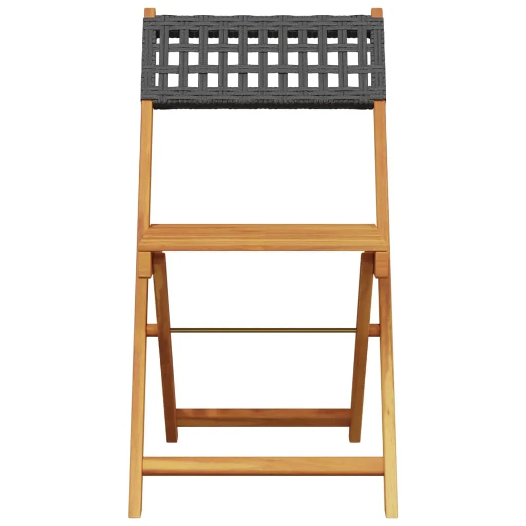 Sedie 2 pz Legno Massiccio Acacia Nera e Poly Rattan - Minimal Design - 5