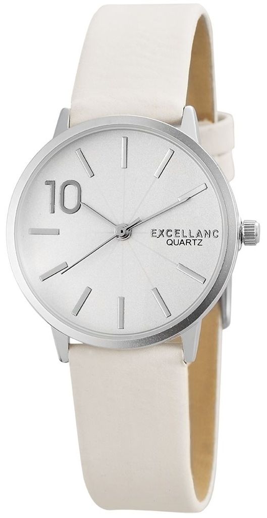 Excellanc Analog Damenuhr Kunstlederarmband beige weiß