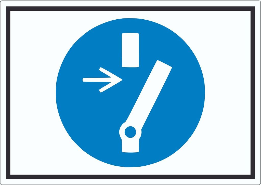 Vor Wartung oder Reparatur freischalten Symbol Aufkleber A5 (148x210mm)