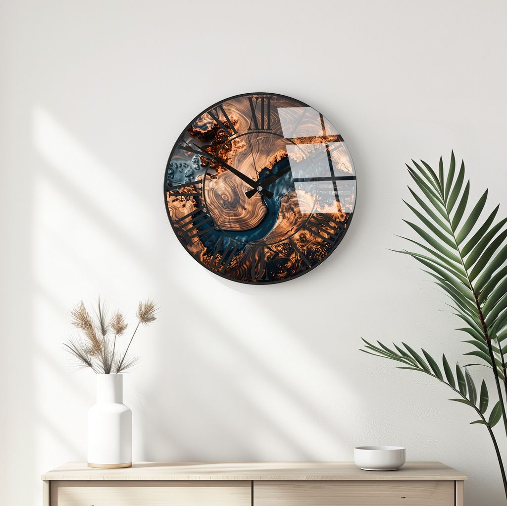 Opviq , Huhu327 - 40 x 40, Dekorative Glaswanduhr, Mehrfarbig, 100 % GLAS, 40 x 40 cm