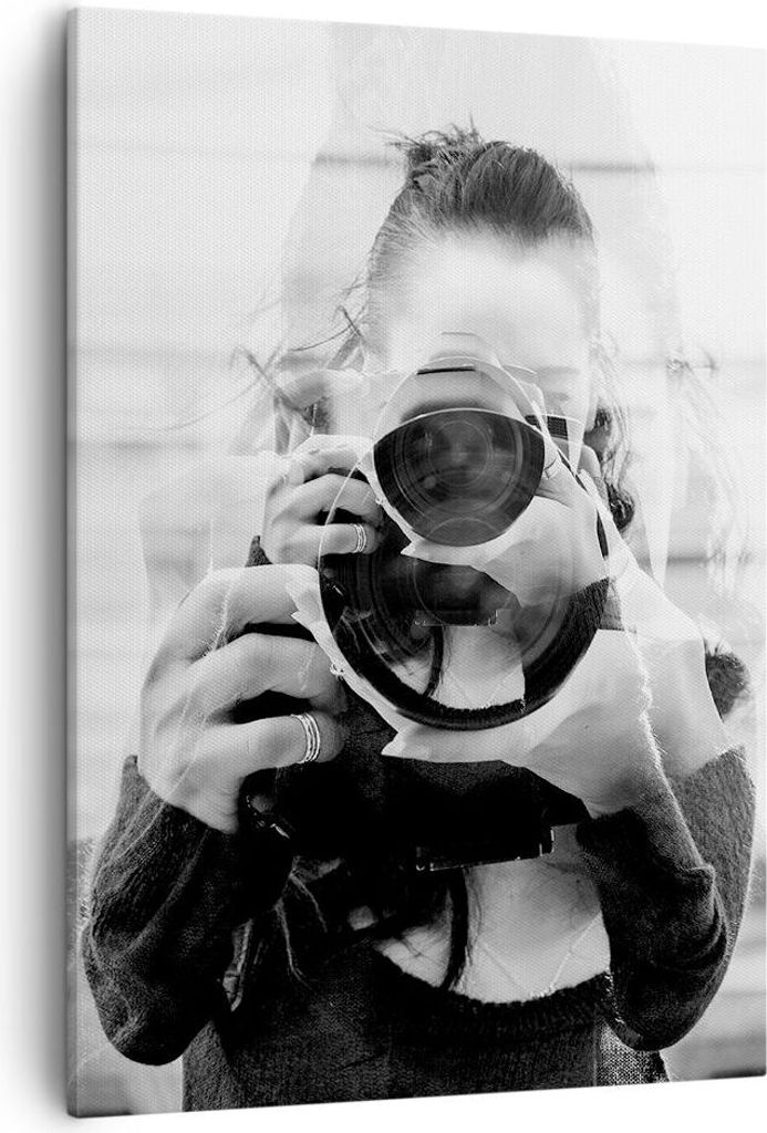 Bild auf Leinwand - Leinwandbild - Einteilig - Fotograf Schwarzweiß Doppel - 50x70cm - Wand Bild - Wanddeko - Wandbilder - Leinwanddruck - Wanddek...