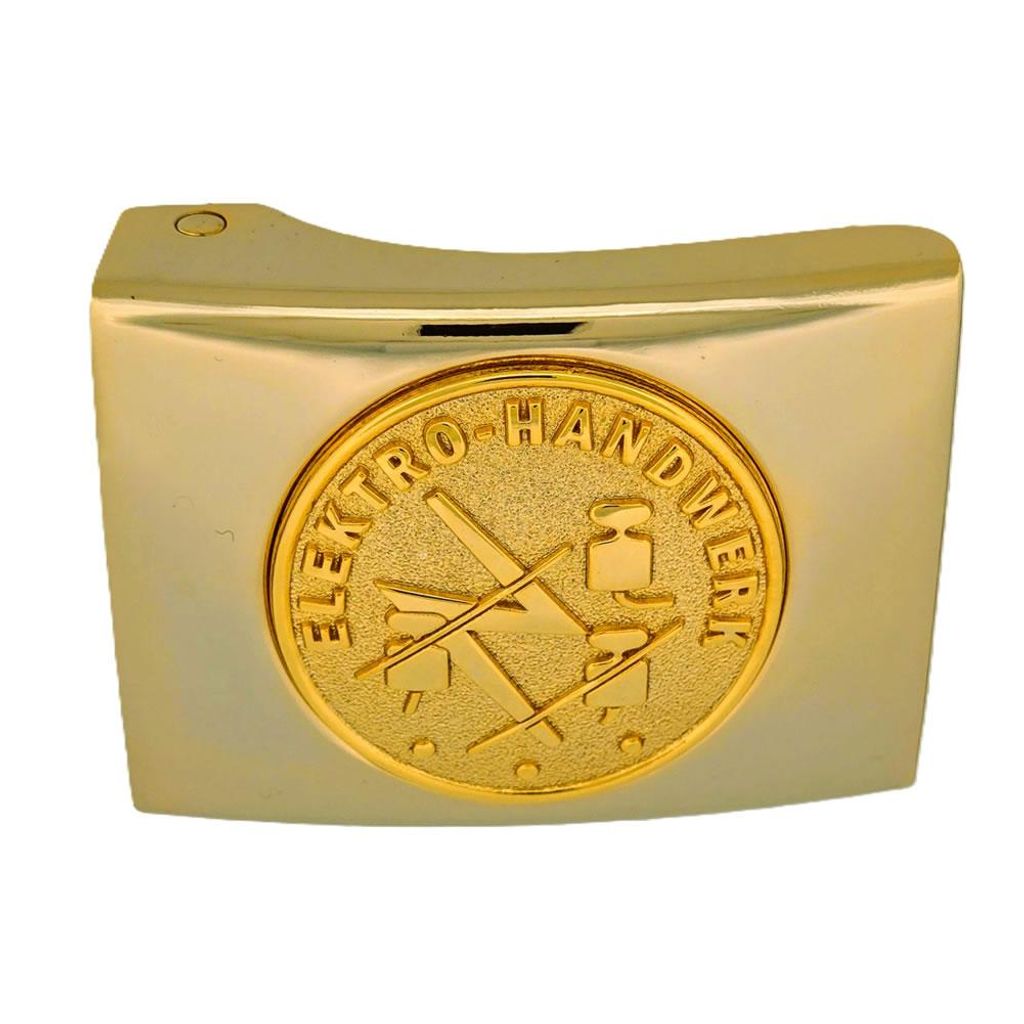 Koppelschloss Elektro Handwerk und Zunft – golden - für Alt-Meister - für 4,5 cm breite Koppelgürtel