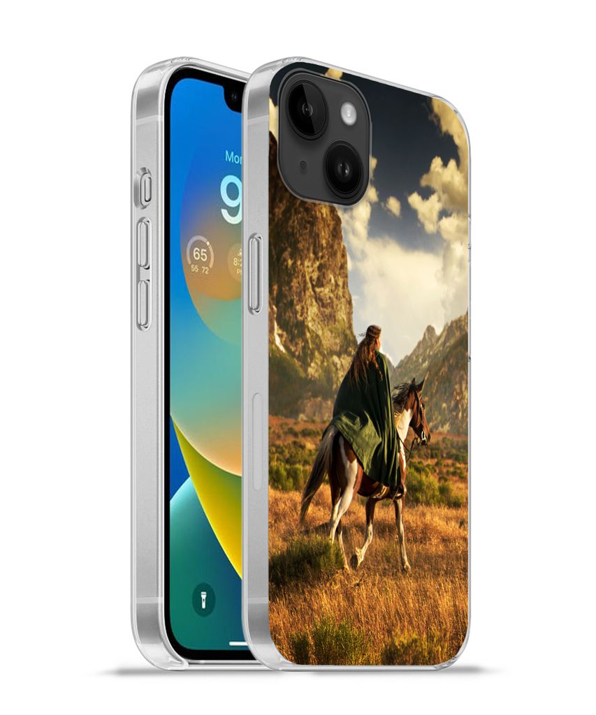 MuchoWow Handyhülle Schutzhülle Hülle für Apple iPhone 14 Plus - Soft case Pferd - Reiter - Natur Silikon Softcase Handy Hülle - Abbildung