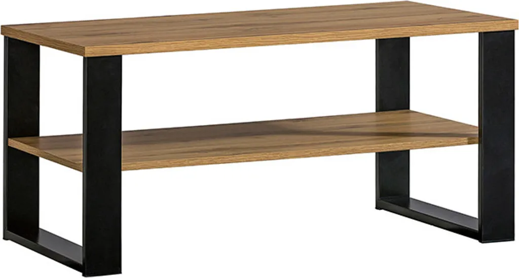 Table basse rectangulaire MILAGRA style industriel bois chêne et noir