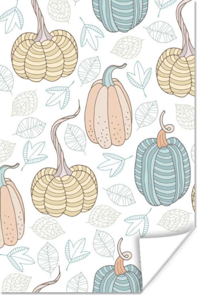 MuchoWow Poster Kalebasse - Herbst - Muster 120x180 cm - Kunstposter