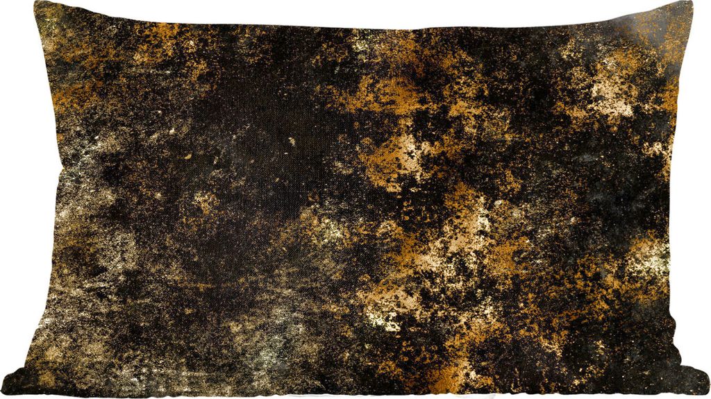 MuchoWow Zierkissen Sofakissen Wohnzimmer Dekokissen 50x30 cm Gold - Schwarz - Abstrakt - Wohnzimmerdekoration - Polster mit Photo