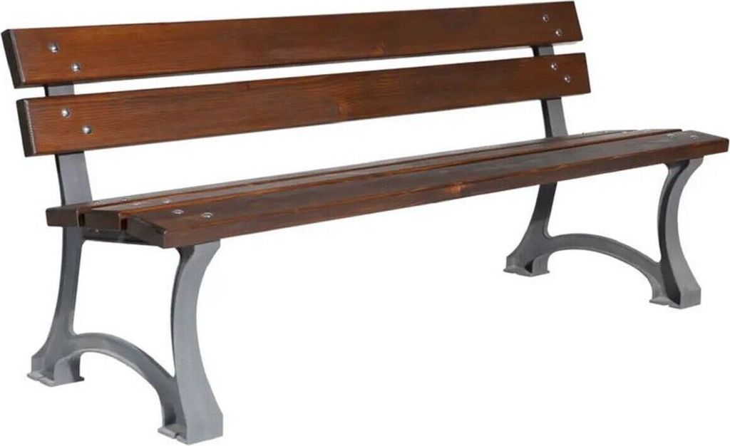 Casa Padrino Industrie Stil Gartenbank Dunkelbraun / Grau 180 cm