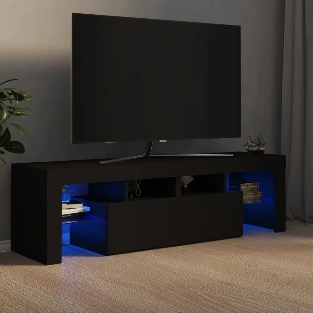 Meuble TV Noir pour Salon - Support Télé LED 140x36,5x40 cm Pratique