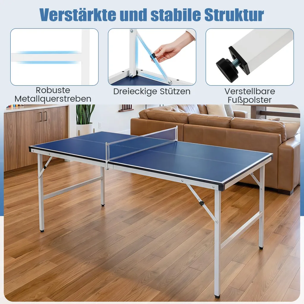 Table de ping-pong gain de place avec accessoires de jeu inclus - 7