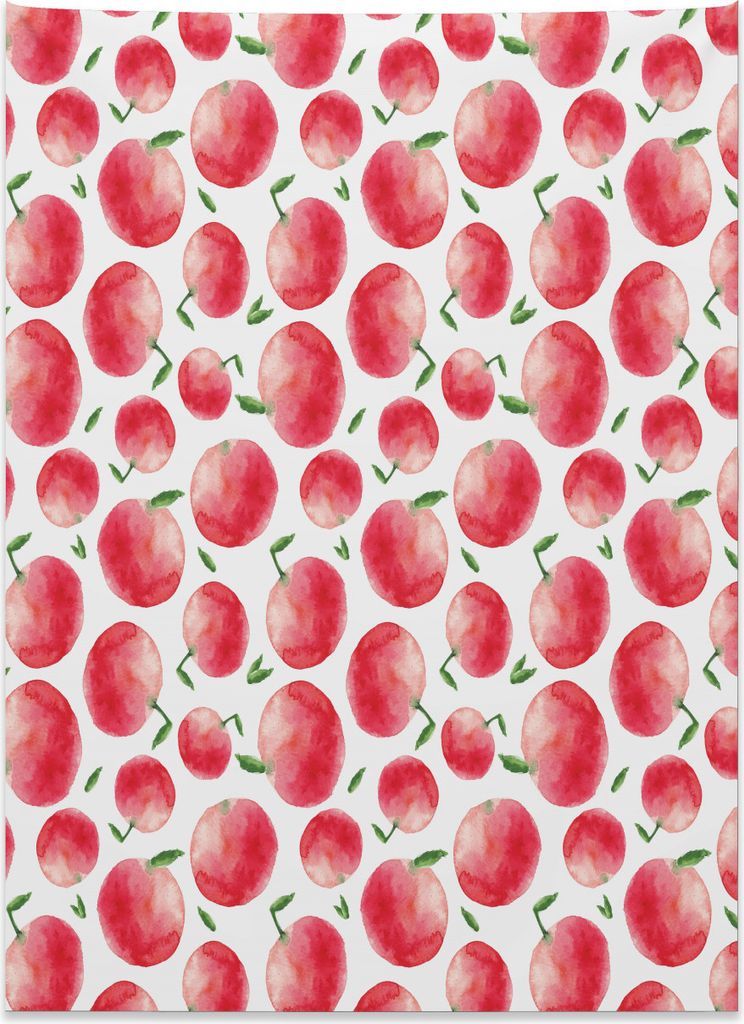 Abakuhaus Apfel Wandteppich, Aquarell Kunst Ernte aus Weiches Mikrofaser Stoff Kein Verblassen Klare Farben Waschbar, 110 x 150 cm, Dunkle Koralle ...