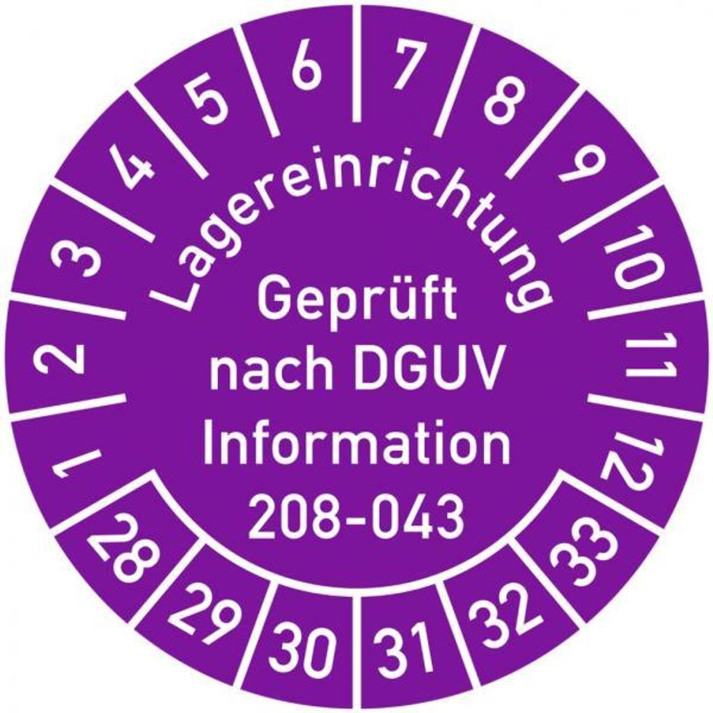 Dreifke Prüfplakette Lagereinrichtung, nach DGUV Information 208-043...