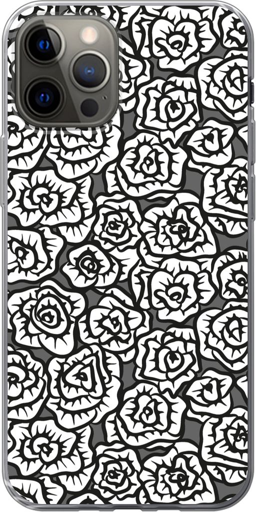 MuchoWow Handyhülle Schutzhülle Hülle für Telefoonhoesje iPhone 12 Pro Mädchen - Rosen - Schnittmuster - Mädchen - Kinder - Baby Silikon So...
