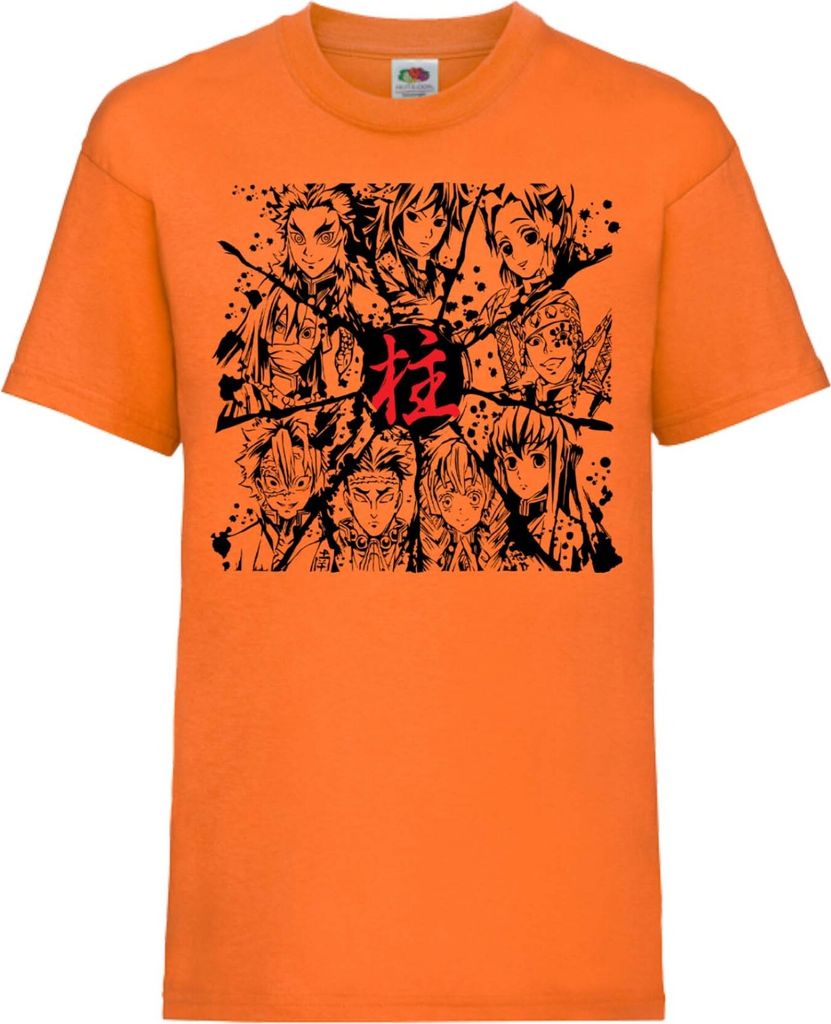 Kinder T-Shirt Demon Anime Slayer Characters List, 7-8 Jahr - 128 / Orange