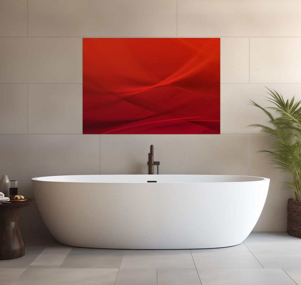 Wallario wasserfestes Poster selbstklebend 70 x 100 cm, Abstrakte rotes Muster - roter Stoff, Badezimmerposter Spritzschutz mit Hochglanzoberfläch...