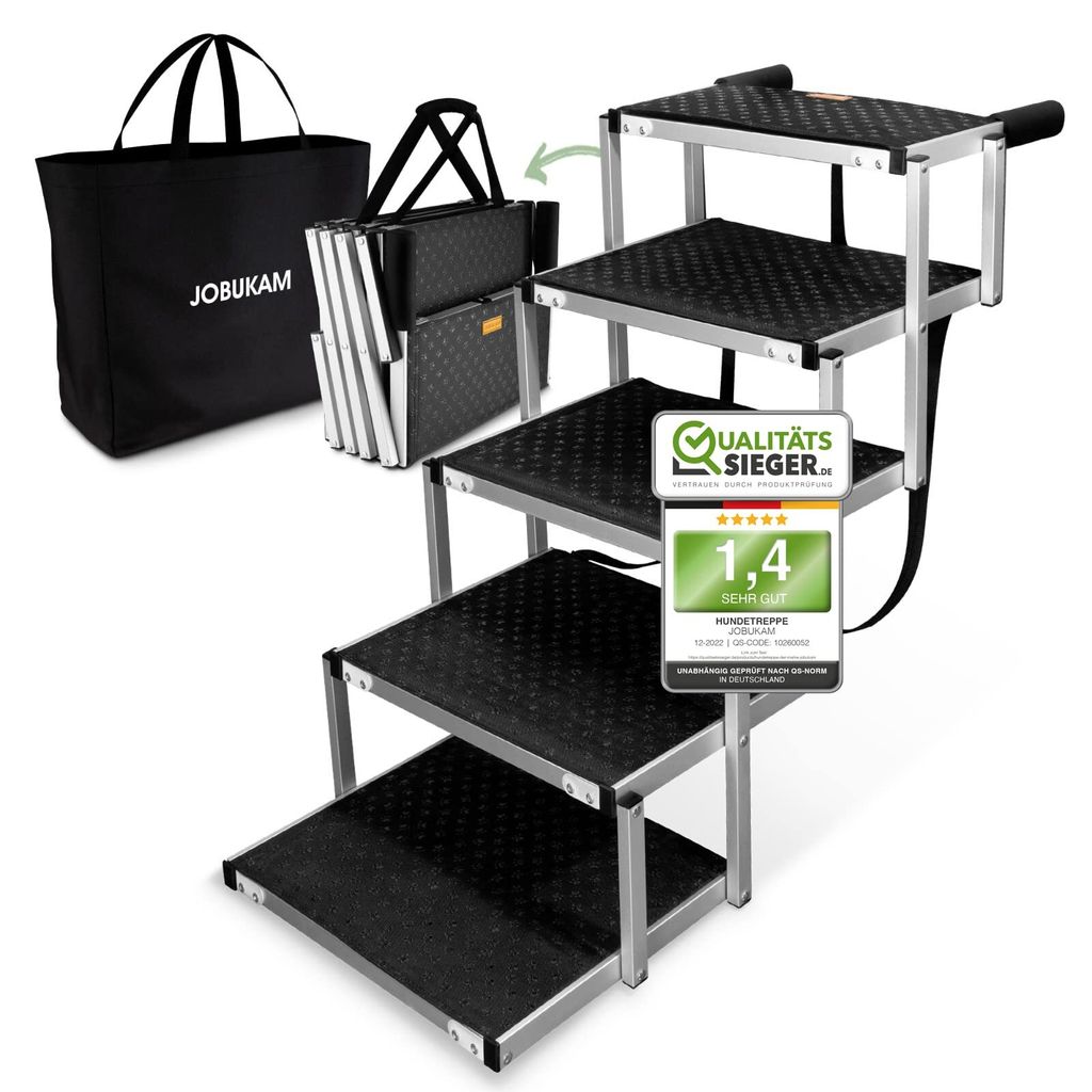 Hundetreppe Auto 65cm - 5-stufige Hundetreppe Große Hunde bis 70kg - Extra Stabile Hunderampe Auto Klappbar - Perfekte Einstiegshilfe Hund Auto
