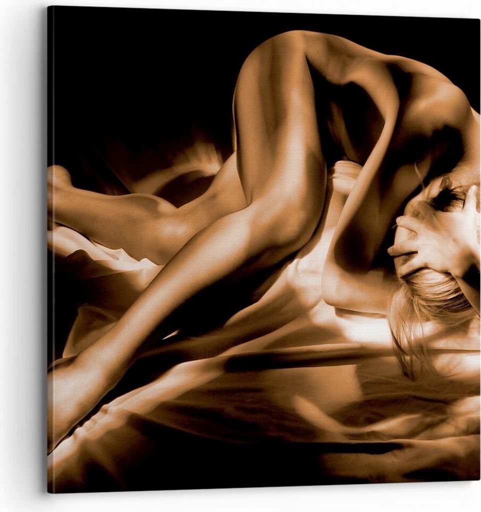 Bild auf Leinwand - Leinwandbild - Nackte Frau Akt Modell Photofitness - 70x70cm - Wand Bild - Wanddeko - Leinwanddruck - Bilder - Kunstdruck - Lei...