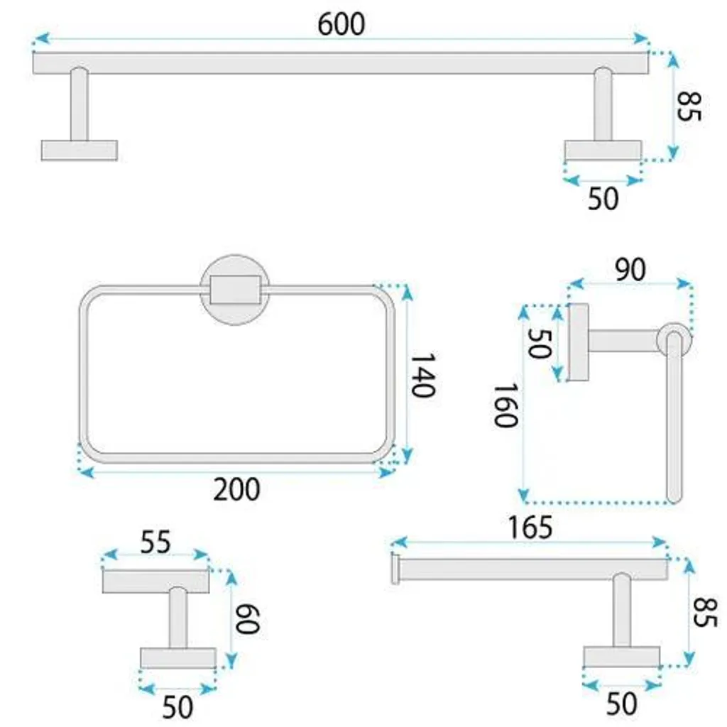 Elegante Accessori da bagno realizzati a mano 4 elementi Moderno - 4