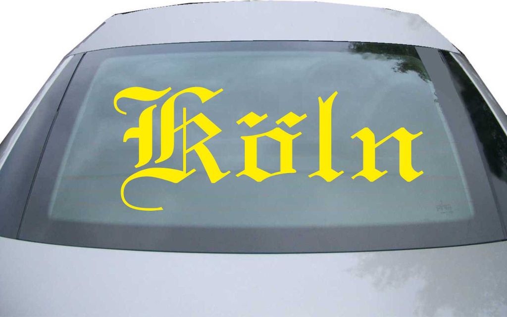 Indigos UG - Aufkleber Heckscheibe & Motorklappe DE6528 - gelb - 600x240 mm - Stadt Köln - Auto Scheiben Fenster Heckklappe Tuning Racing JDM - Di...