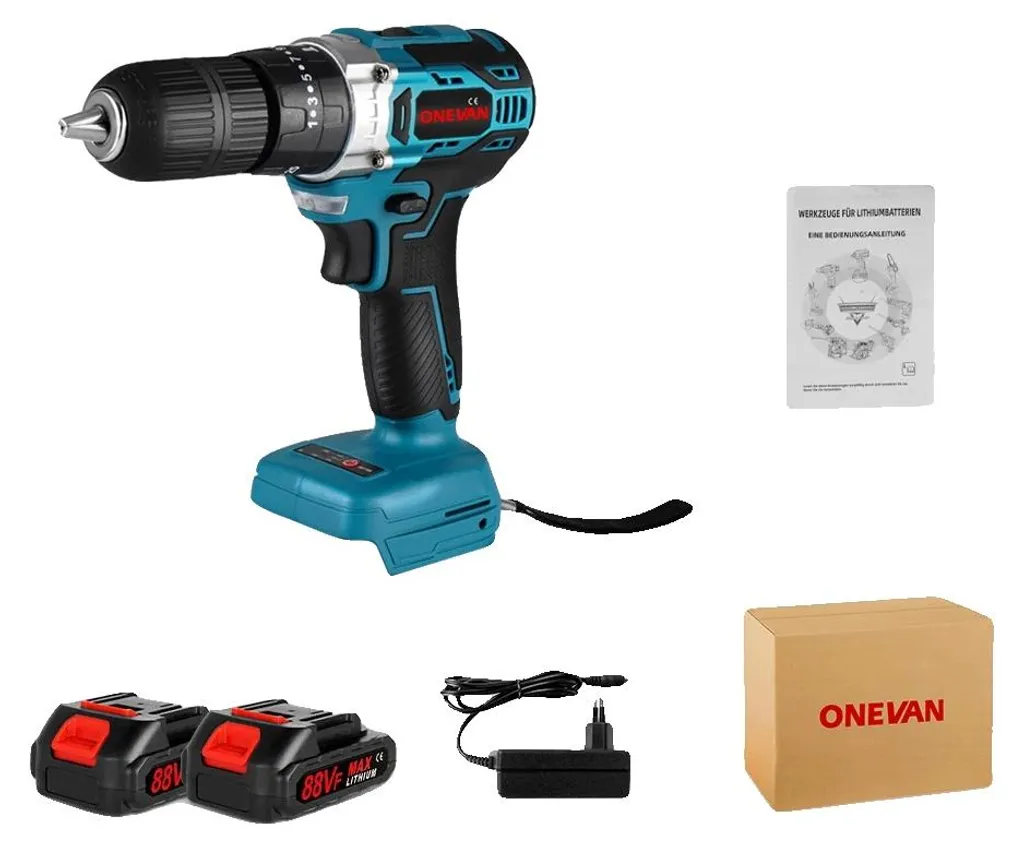 Perceuse sans fil Brushless 1000W puissante livrée avec deux batteries
