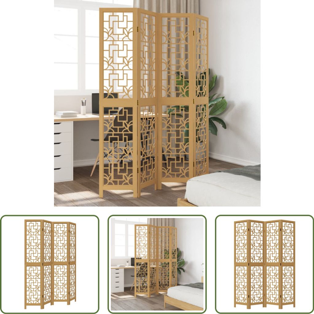 The Living Store 4-tlg. Raumteiler Braun Massivholz Paulownia