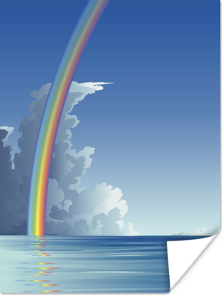 MuchoWow Poster Eine Illustration eines Regenbogens über dem Meer 90x120 cm - Wohnzimmer