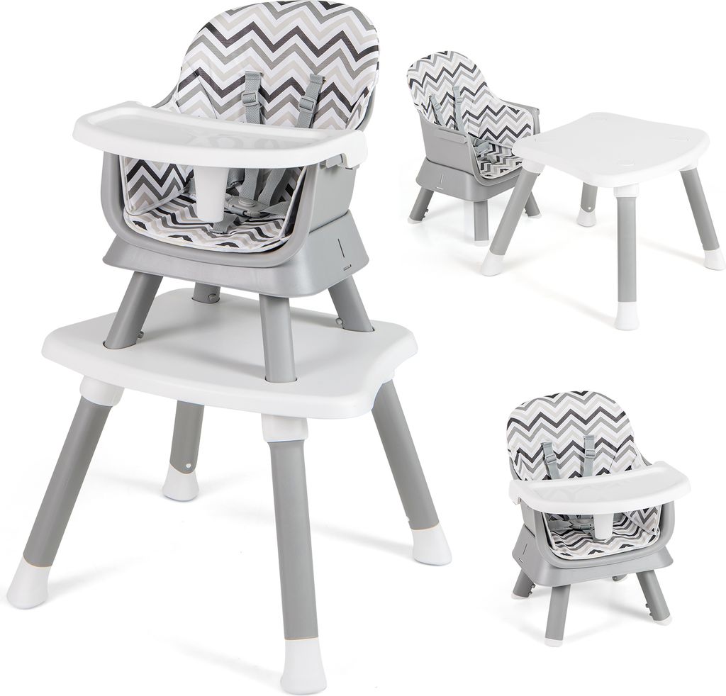COSTWAY 6-in-1 Babyhochstuhl, Hochstuhl & Bausteintisch & Produktbild 