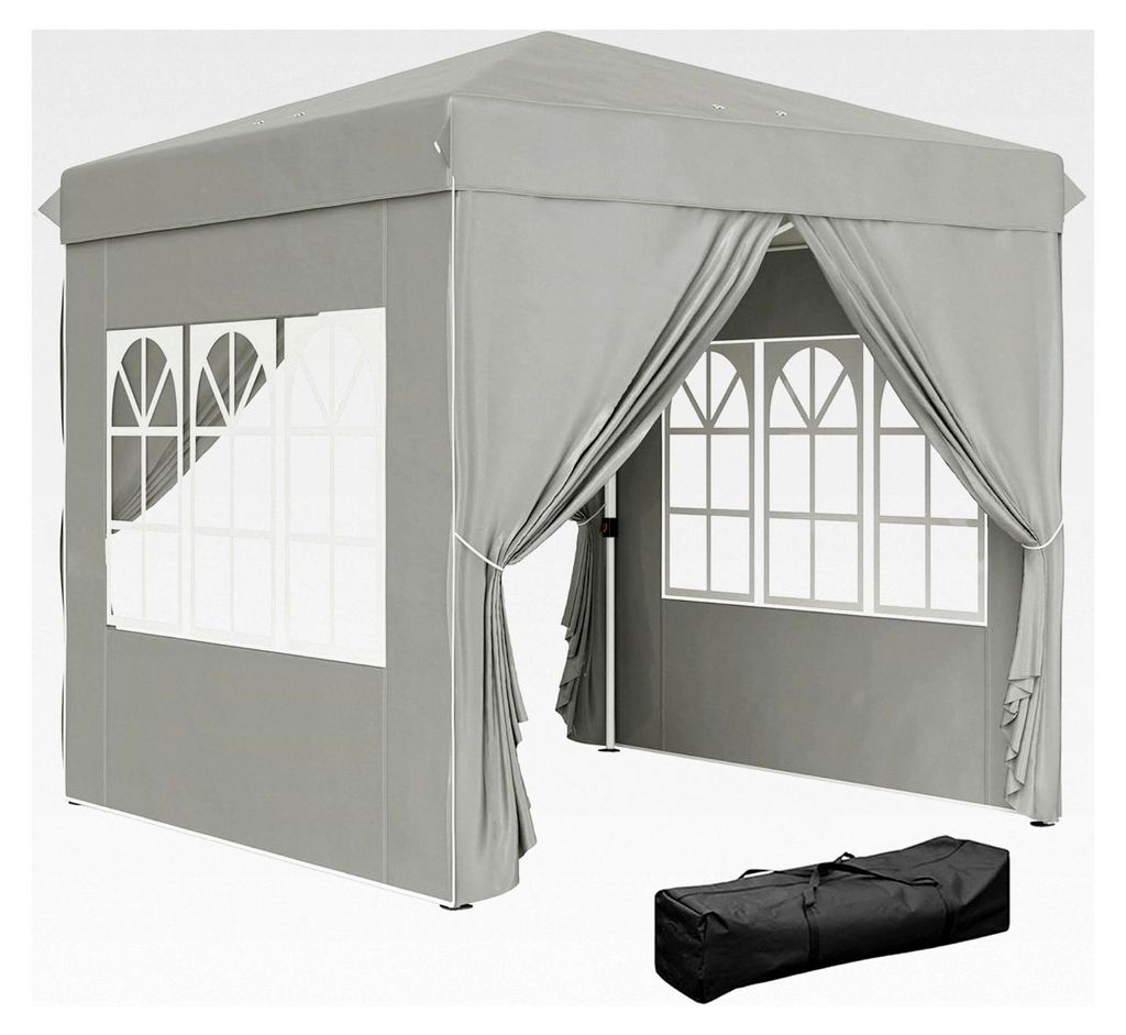Pavillon 2,5x2,5m, wasserabweisend, stabil, winterfest, faltbar, mit UV-Schutz 50+, Party- und Gartenzelt mit 4 Seitenteilen, Tragetasche, für Cam...