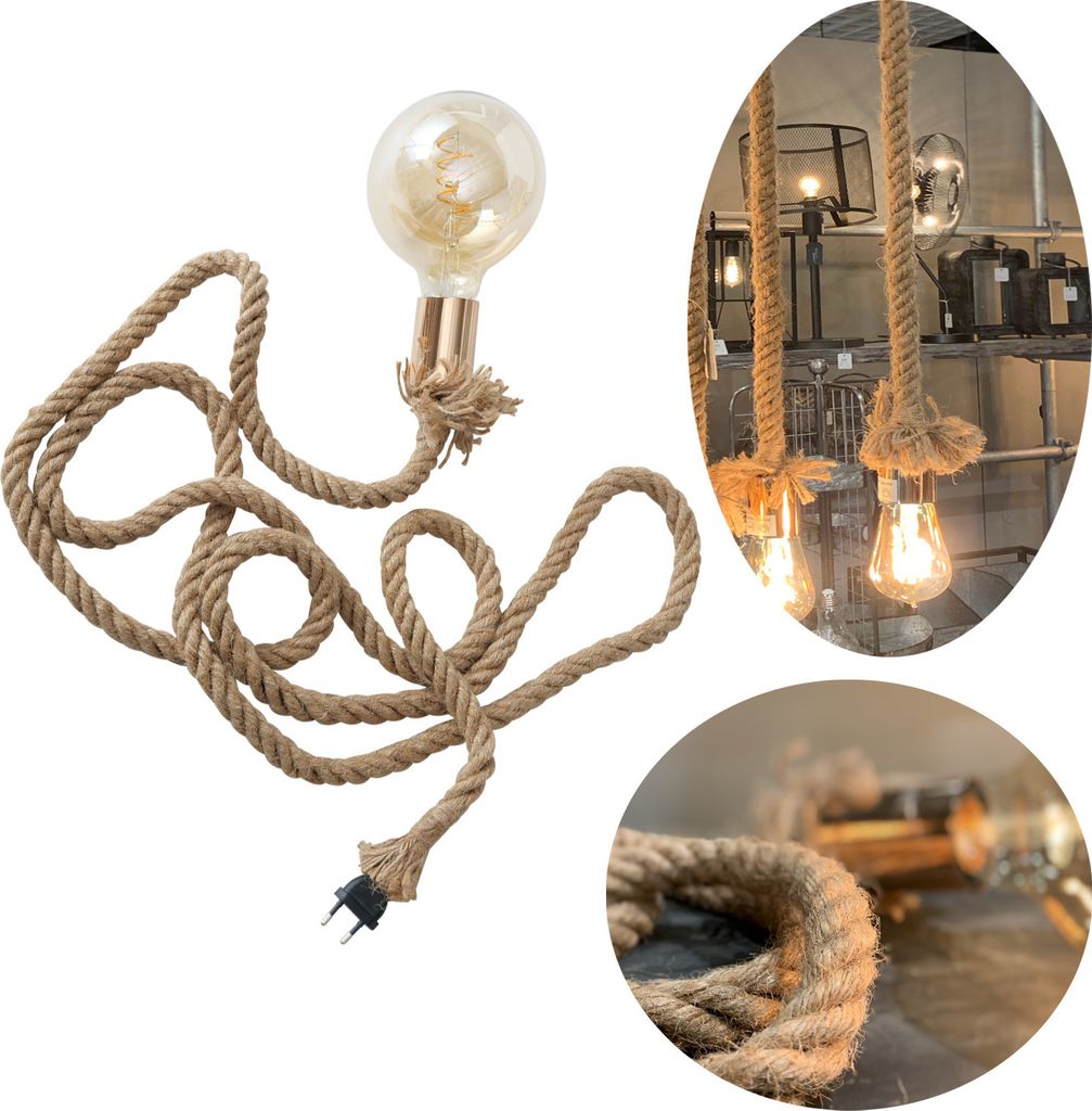 LS-LebenStil Tischlampe Hänge-Lampe Tau Sisal 300cm Produktbild 