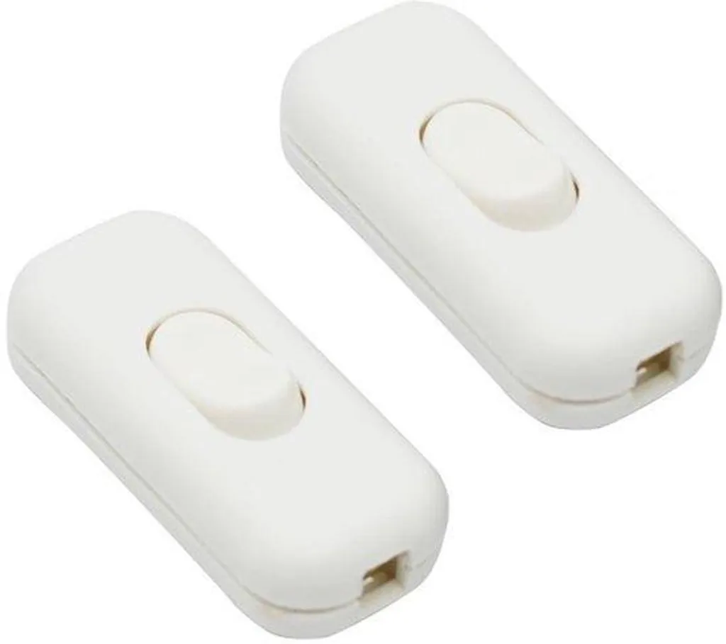 Interrupteur de lampe 6A 250V type torpille blanc pour câble électrique