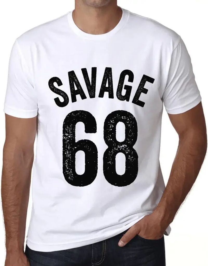 Herren Grafik T-Shirt Savage 68 Geschenk 68. Geburtstag Jahrestag 68 Jahre Jubiläum 68 Jährige Mann Jahrgang 1956 Kurzarm Lustige Druck