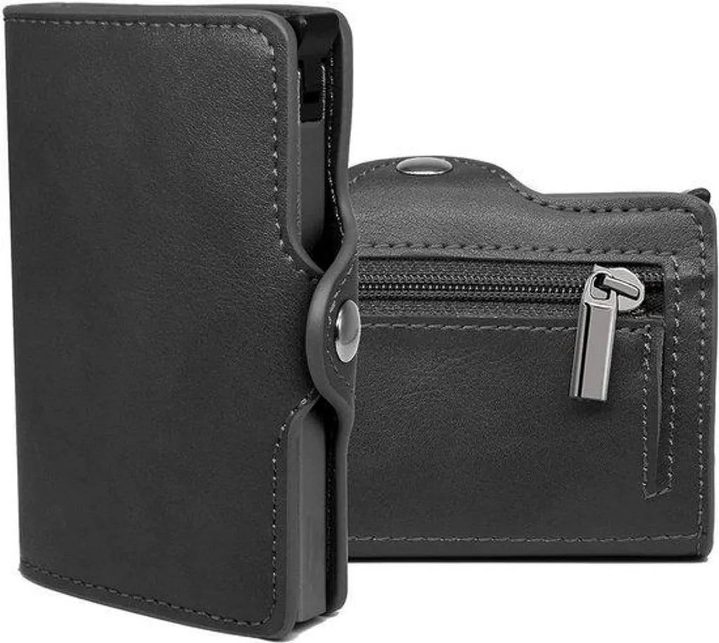 Portefeuille RFID en cuir véritable noir, modèle slim pour homme chic