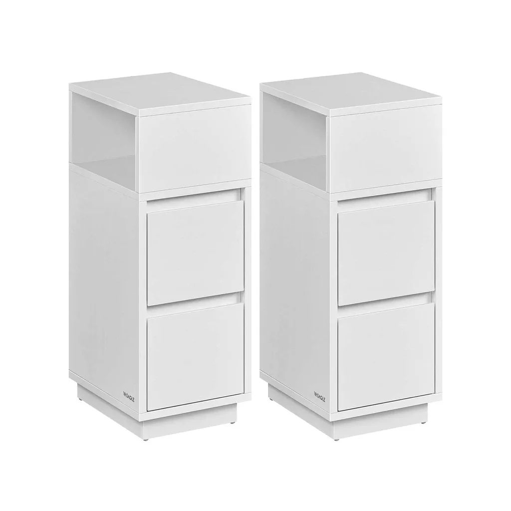 Table de chevet gain de place lot de 2 pour chambre étroite blanche