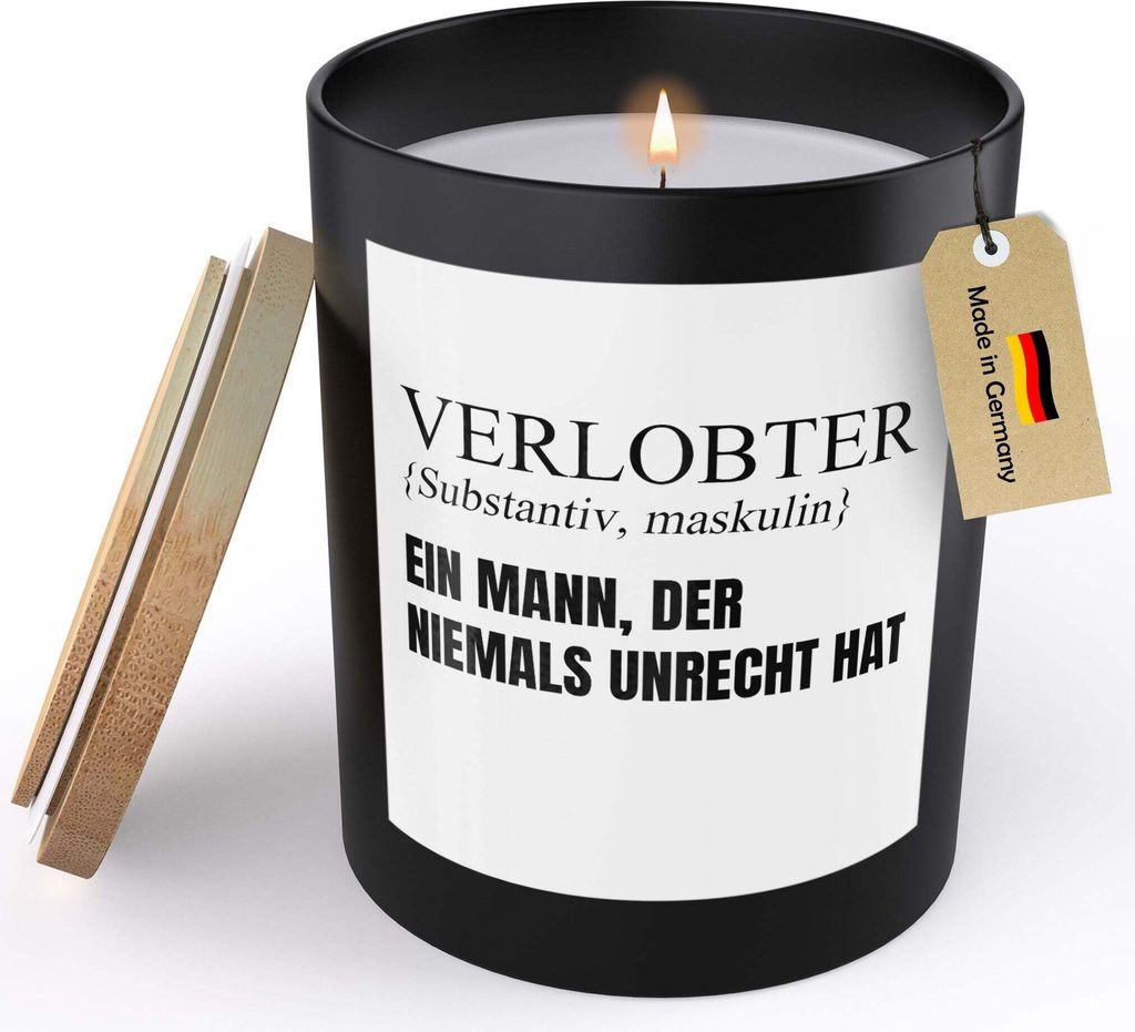 22Feels Verlobungsgeschenk Männer Spruchkerze für Ihn "Definition" Sojawachs Kerze im Glas Verlobte Groom To Be Handgemacht mit Spruch Duft Deko ...