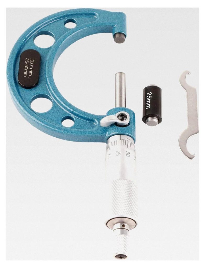 Außenmikrometer 0,01 mm mit Schraubenschlüssel, Dickenmikrometer aus Edelstahl (25-50 mm)