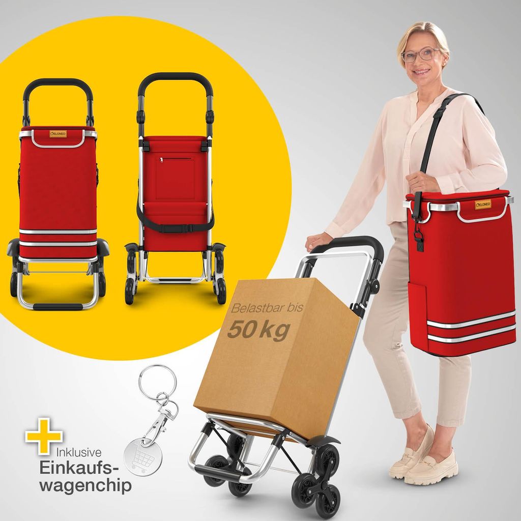 ELONEO Einkaufstrolley Treppensteiger mit Kühlfach, Produktbild 