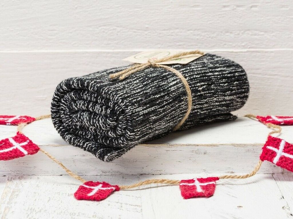 Solwang Küchentuch SCHWARZ CREME gestrickt ORGANISCH Geschirrtuch Handtuch Gäste