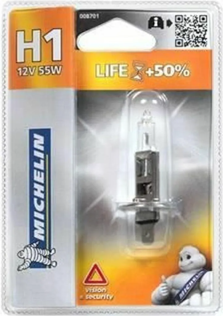 Ampoule H1 Michelin Life 55W haute longévité avec 50% de lumière en plus