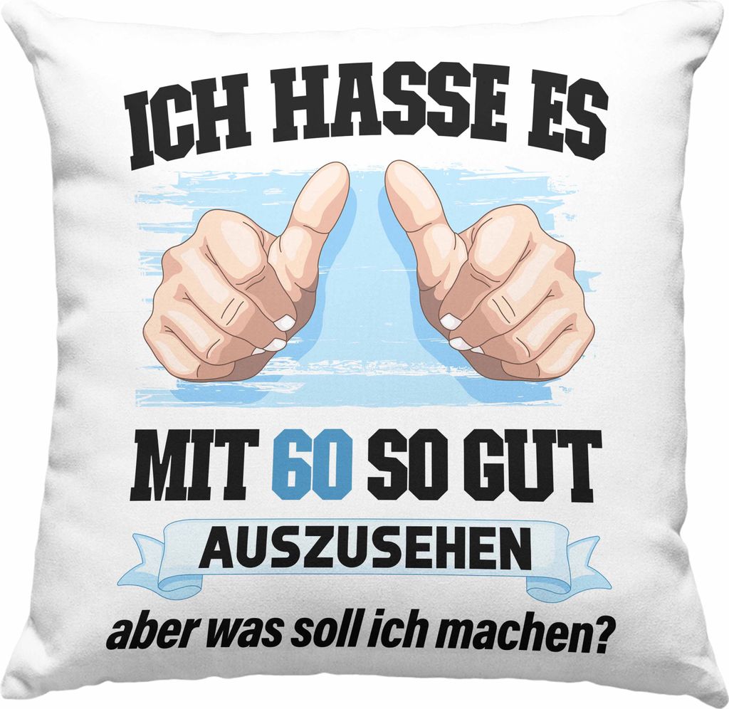 Trendation - 60. Geburtstag Deko-Kissen mit Füllung 40x40 Frau Männer Geschenk 60er Geschenkidee 60 Mutter Vater Mann Frauen Lustig Geschenke Dek...