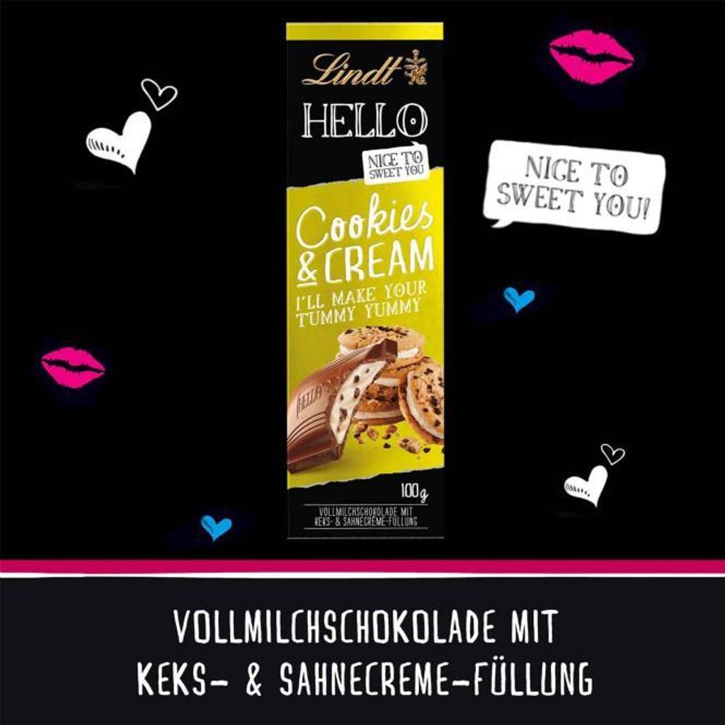 Lindt - HELLO - Cookies & Cream Tafel 100g Produktbild 