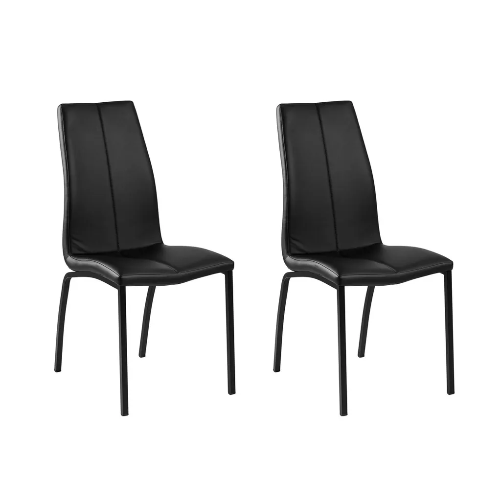 Chaise Amin similicuir noir et structure métal pour salon chic