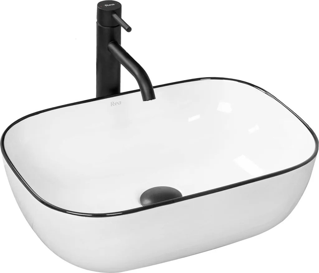 Rea Marbel Lavabo Bagno Appoggio - Eleganza Minimalista Marmo Bianco