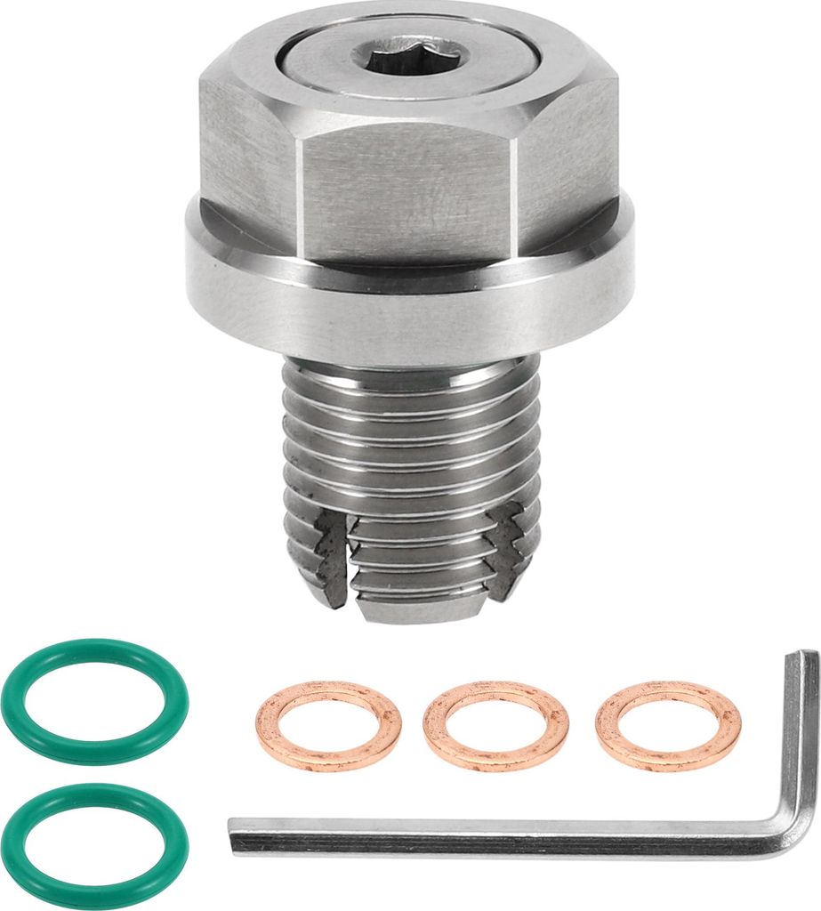 für Auto Motorrad Boot Ölablassschraube Anti-Leckage Motorölwanne Ablassschraube Gewindereparatur Silberton mit 3 Dichtungen Kupfer M12.1-1.25mm