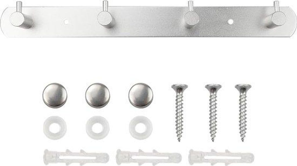 Wandhaken, 4-tegels, silber, Badkammer, Garderobe