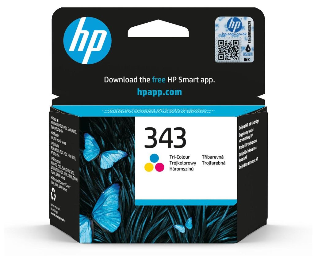 Cartucho de tinta original HP 343, tricolor, rendimiento Imagen del producto 
