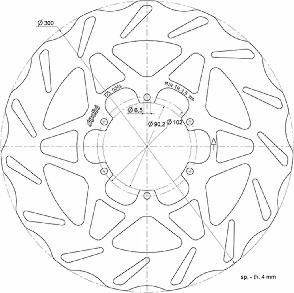 Disque de frein en acier inoxydable POLINI D.300 perforé